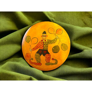 Vintage Handcrafted Laquered Clown Trinket Box Unique Hand painted Gift